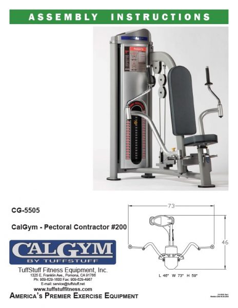 CalGym Pectoral Contractor (CG-5505) Owner's Manual