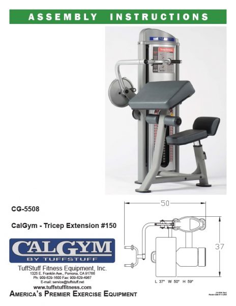 CalGym Tricep Extension (CG-5508) Owner's Manual