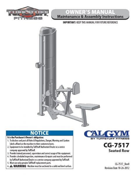 CalGym Seated Row (CG-7517) Owner's Manual