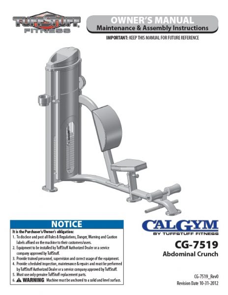 CalGym Abdominal Crunch (CG-7519) Owner's Manual