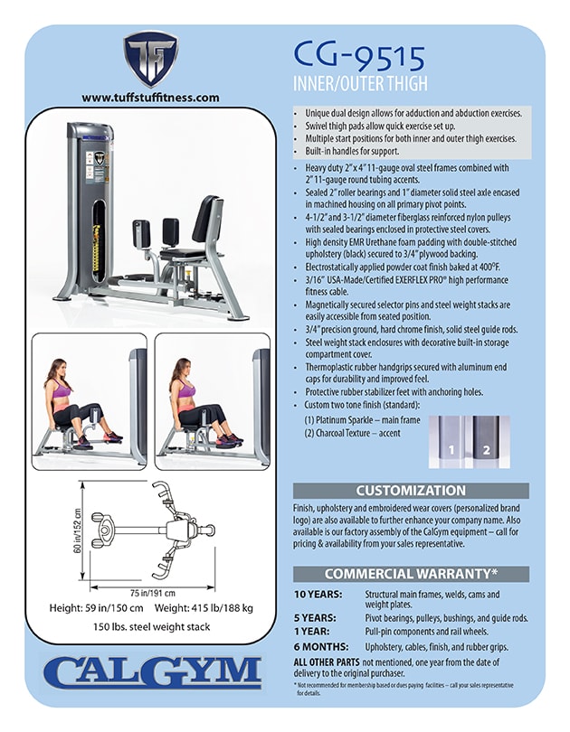 Spec Sheet - CalGym Inner / Outer Thigh (CG-9515)