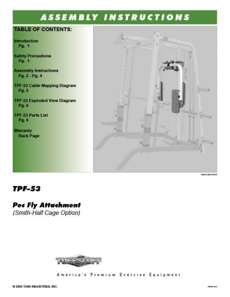 TuffStuff (TPF-53) Pec Fly Attachment Owner's Manual